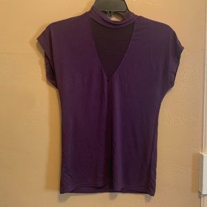 American Eagle mock neck mesh cutout top